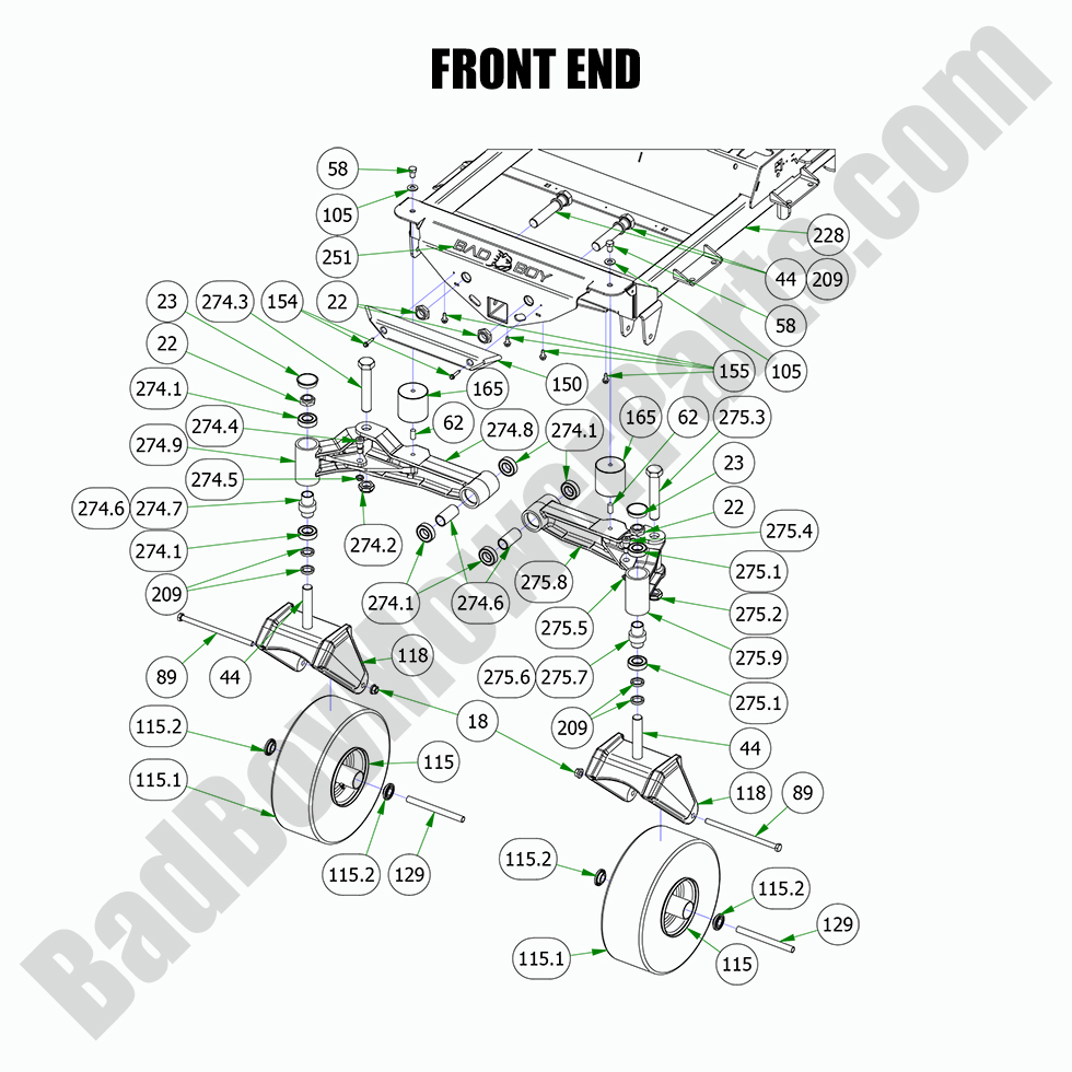 2866 - Bad Boy Mower Parts Lookup > 2022 > Renegade - Gas > Front End